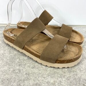 BioStep Brown Suede Leather Double Strap Sandals Womens‎ 9 NEW